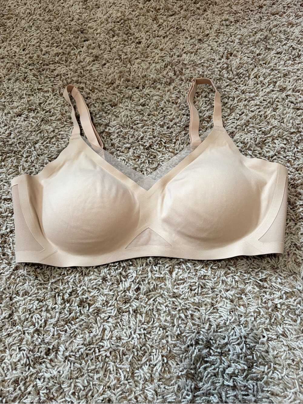 Honeylove Crossover Wireless Seamless Mesh Bra Nude Women’s size Large